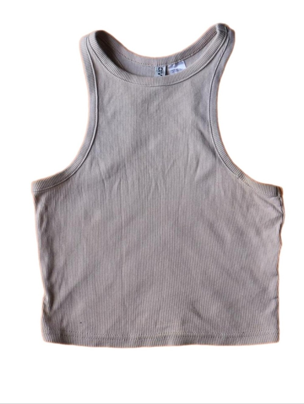 H&M Divided Beige Ribbed Cropped Tank Top| Sz Xs